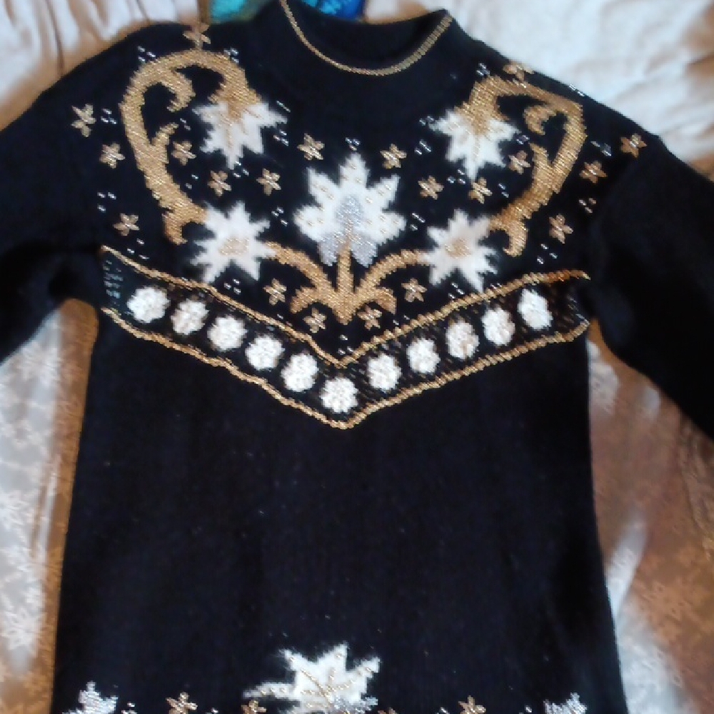 Elegant Black and Gold Women's Sweater